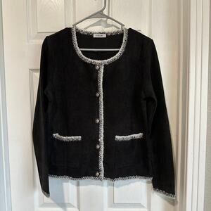 Women’s Chunky Knit Lightweight Cardigan Black Size Small
